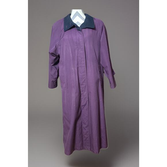 Amanda Smith Petite Women’s 6 Purple Long Trench Coat w/ Fleece Liner - Picture 1 of 12